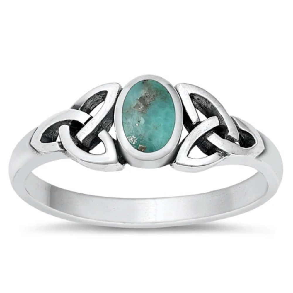Silver Stone Ring – Celtic – Size 9